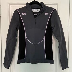 Off White Athleisure Quarter Zip Pullover Soft Jacket Gray Long Sleeve Small